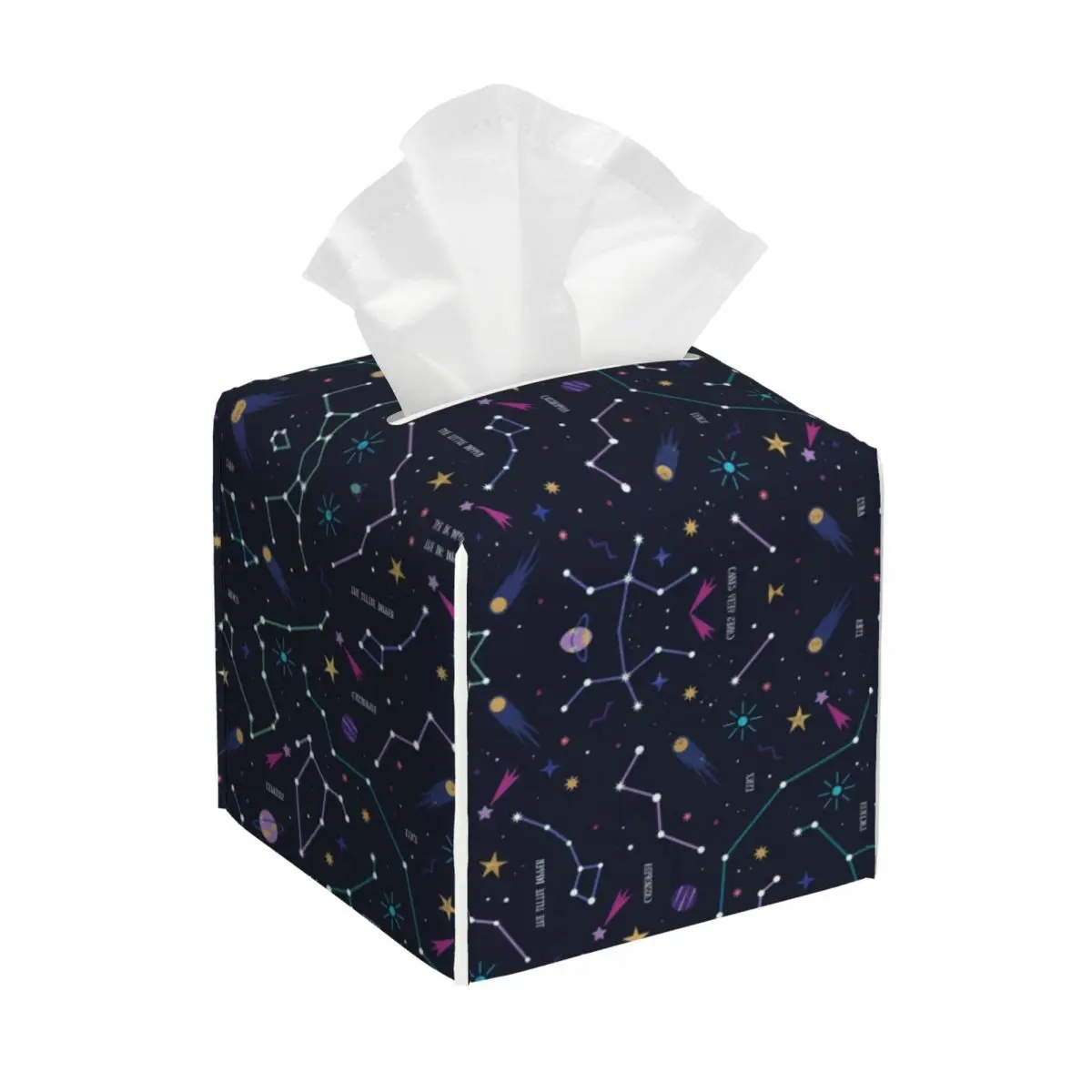 Custom The Stars Tissue Box Cover PU Leather Square Space Galaxy Facial Tissue Box Holder for Bathroom Car