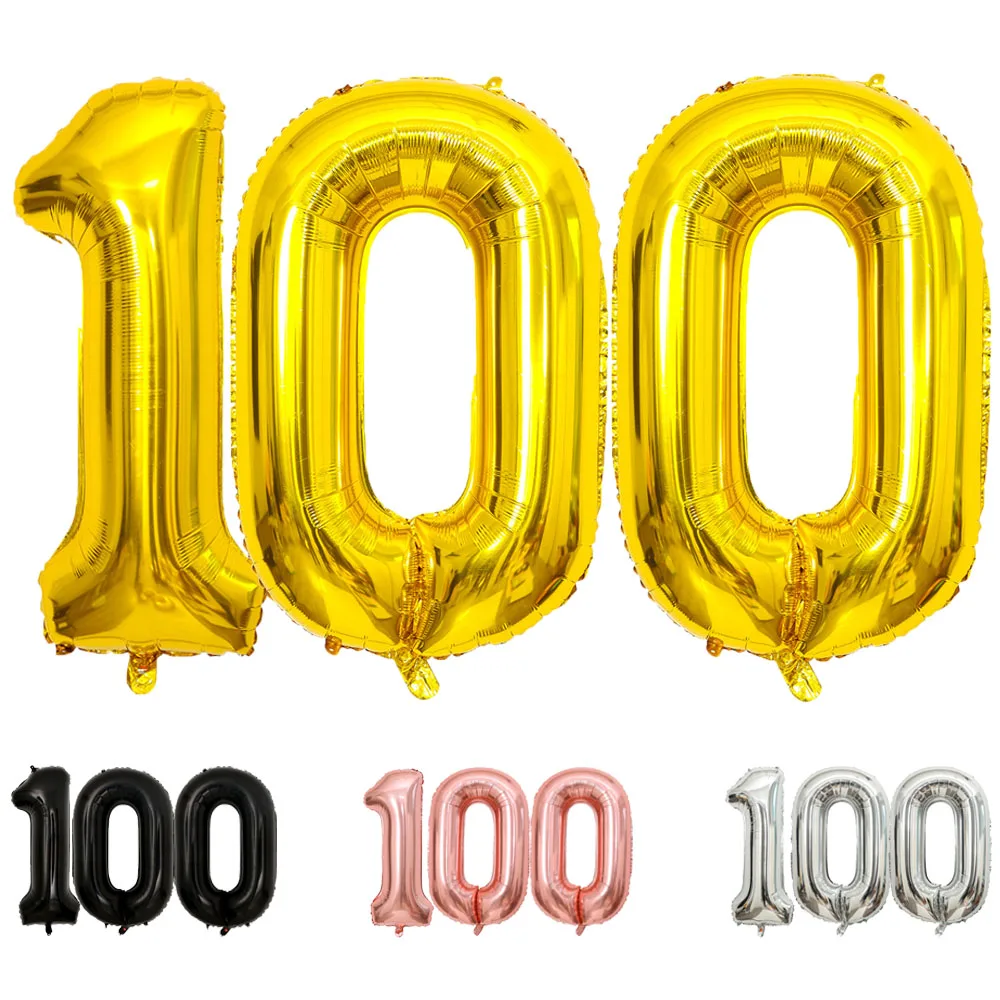 Gold 100 Balloon Number 40 Inch Gold 100 Balloons 100th Birthday Decorations 100th Birthday Balloons Gold 100 Birthday Party