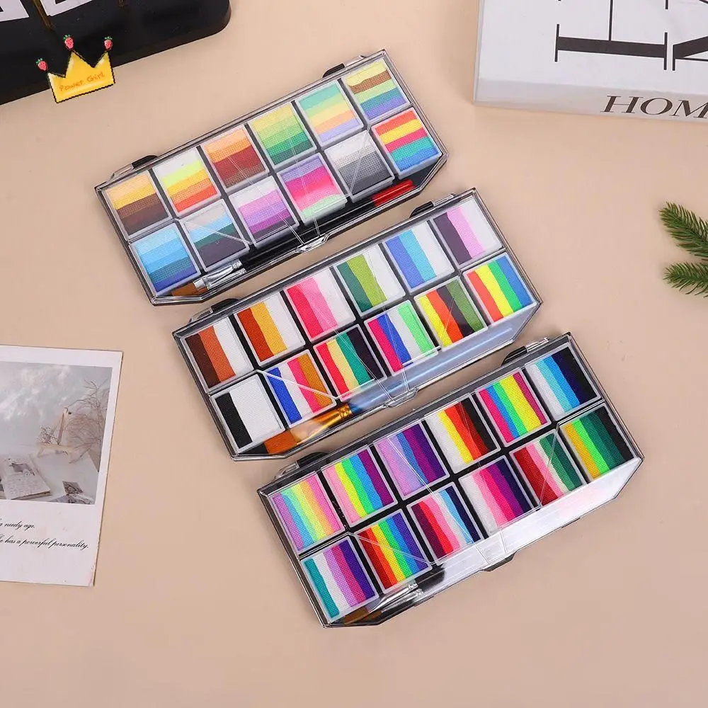 

Rainbow Striped Multicolour Body Face Painting Kit Waterproof Long Lasting Body Art Painting Washable with Brush