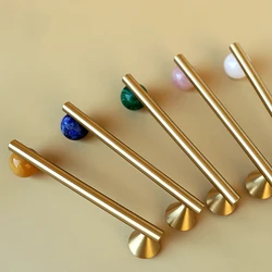 Natural Crystal + brass Furniture Handles Door Knobs and Handles for Kitchen Cupboard Drawer Pulls Home Decor/Cabinet Hardware