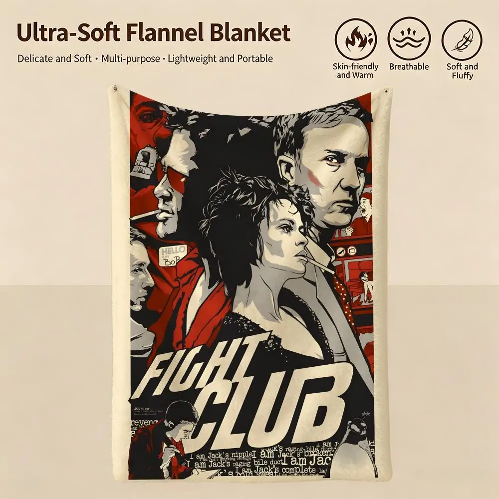 movie F-Fight Club-b Throw Warm Soft Flannel Blanket, Multi-use for Sofa Bed Camping Travel Nap