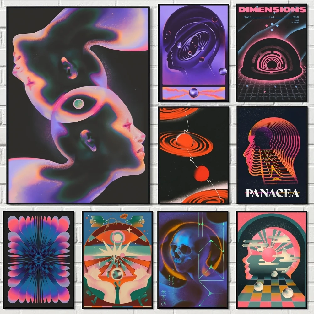 Image of Dunkles buntes Charakter-Poster, perfekter Weltraum-Aufkleber, selbstklebend, für Büro, Heimkino, Wandkunst, Dekor, ausgefallenes Geschenk