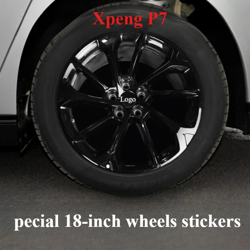 For Xpeng P7 car Special 18-inch wheels stickers scratch repair Glossy black film Modified accessories