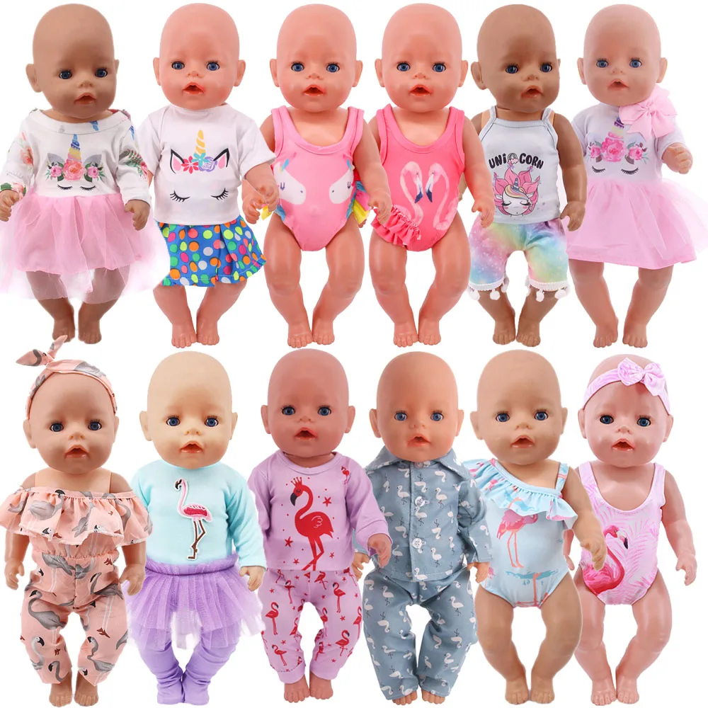 43 cm Reborn Nieuwe Geboren Babypop Kleding Eenhoorn Flamingo Fanny Cartoon Pop Accessoires 18 inch Poppenkleertjes Amerikaans meisje Speelgoed