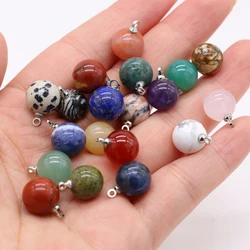 5pcs Natural Stone Agates Crystal Quartzs Damation Jaspers / Amethysts Pendant for Necklace Earring or Jewelry Making Size 10mm