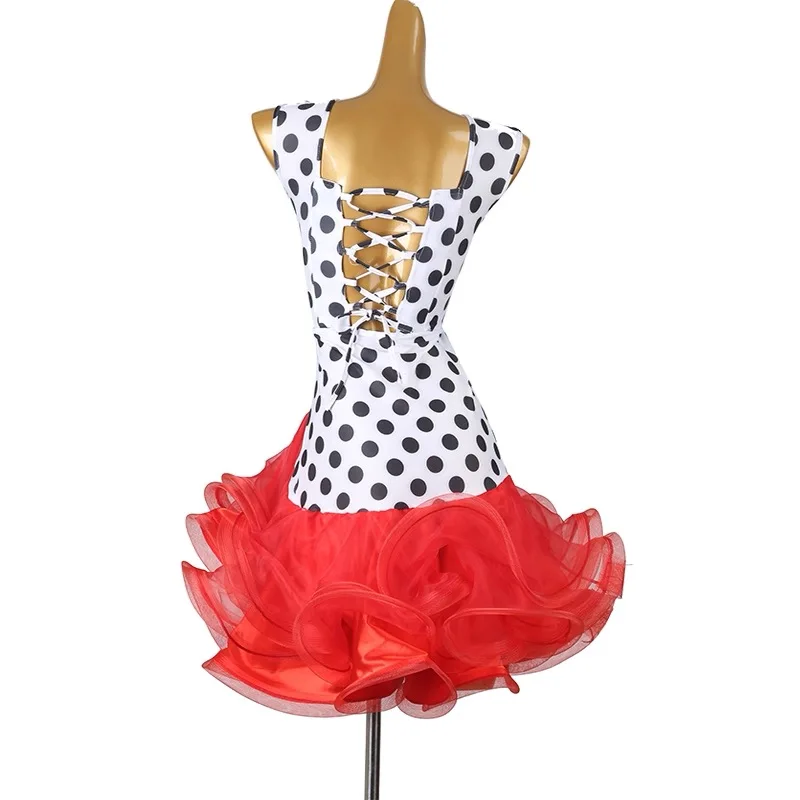 Falda de baile de competición latina para mujer, ropa de baile latino sin mangas estándar, vestido de baile de Rumba Chacha Samba para adultos
