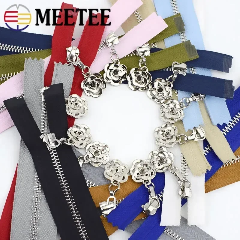 Meetee 2/5Pcs 3# Metal Zippers 18-70cm Auto Lock Closed&Open Zip for Sewing Bags Pocket Wallet Garment Zipper Repair Accessories