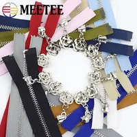 Meetee 2/5Pcs 3# Metal Zippers 18-70cm Auto Lock Closed&Open Zip for Sewing Bags Pocket Wallet Garment Zipper Repair Accessories 6