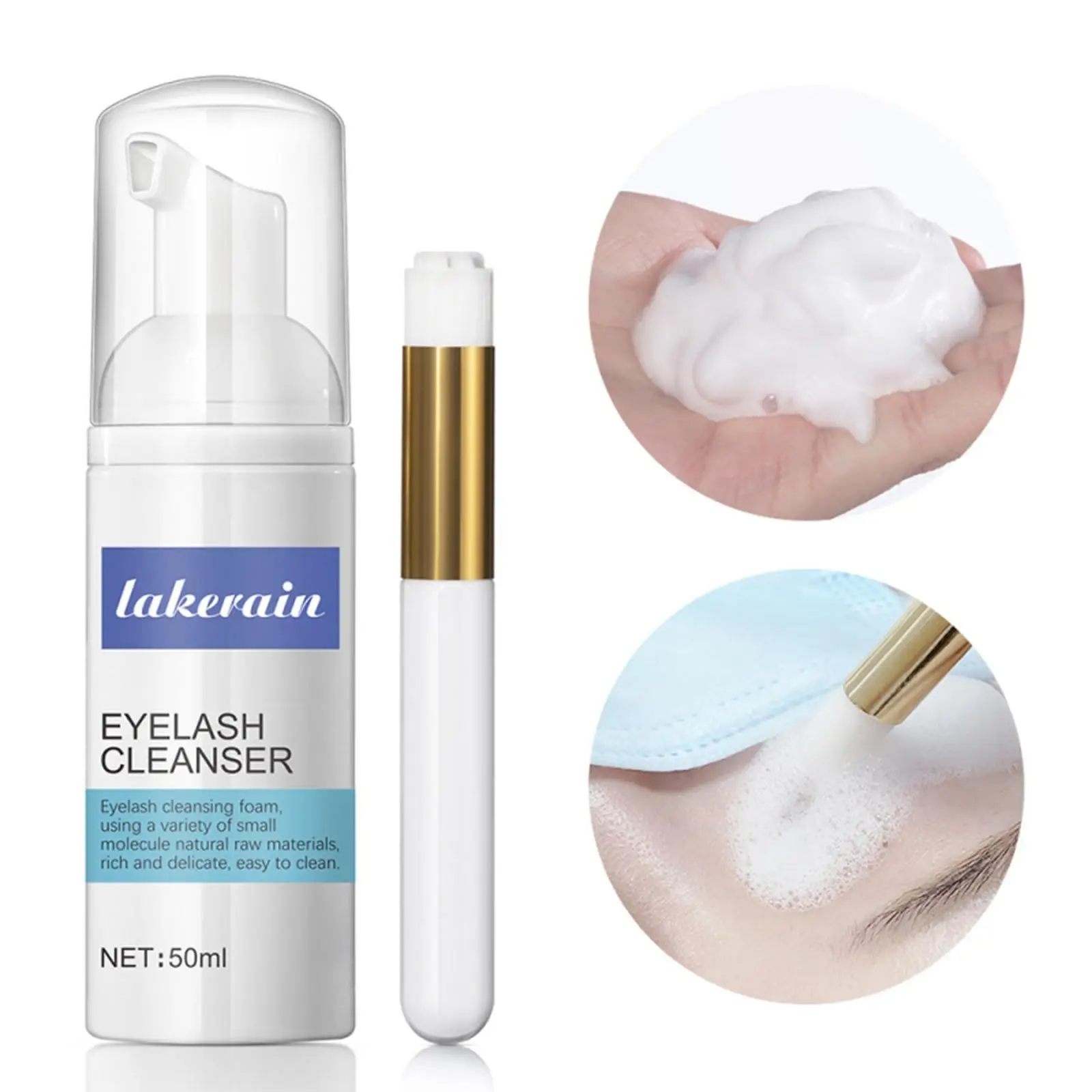 Eyelash Extensions Shampoo 50ml Cleaning Foam Safe with Brush for Home