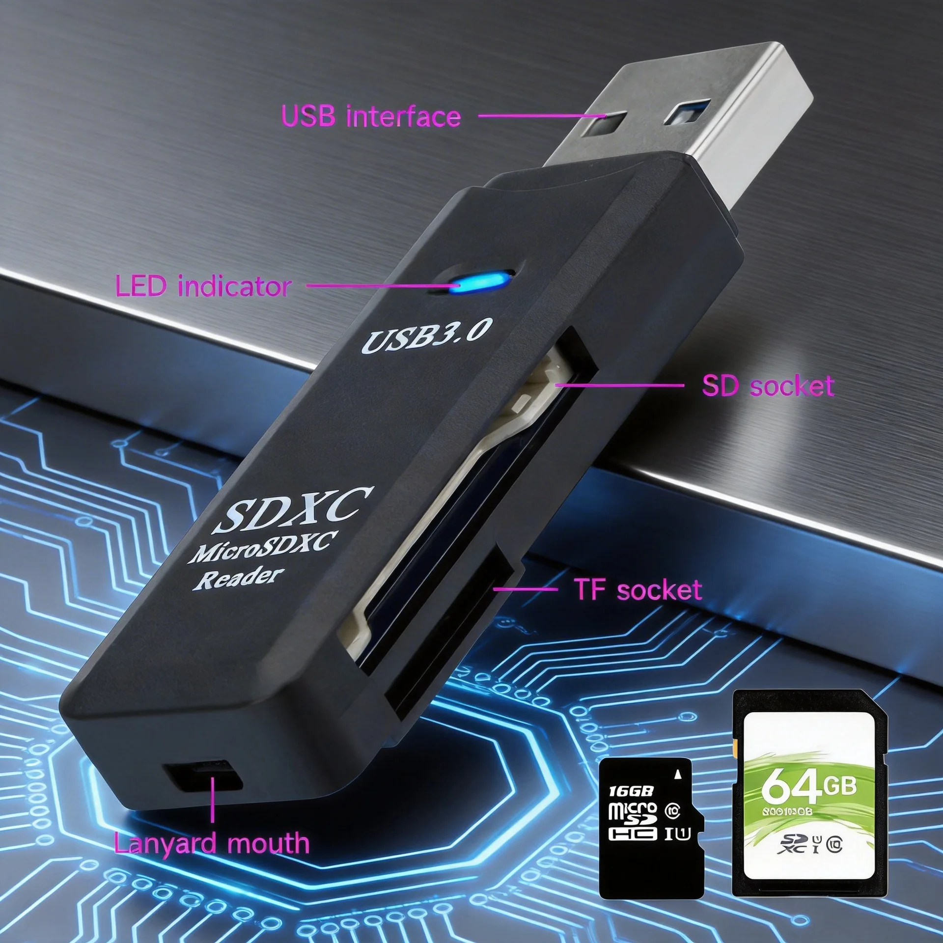 

Многофункциональное устройство 2-в-1 с USB 3.0, кардридер для карт Micro SD/TF, адаптер для USB-флеш-накопителей, аксессуары для ПК и ноутбуков