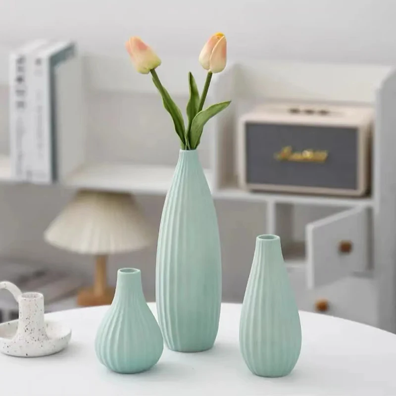 Ceramic vase Set-3 Small Flower vases for Decor,Modern Boho Farmhouse Home Decor,Decorative vase for Pampas Grass&Dried