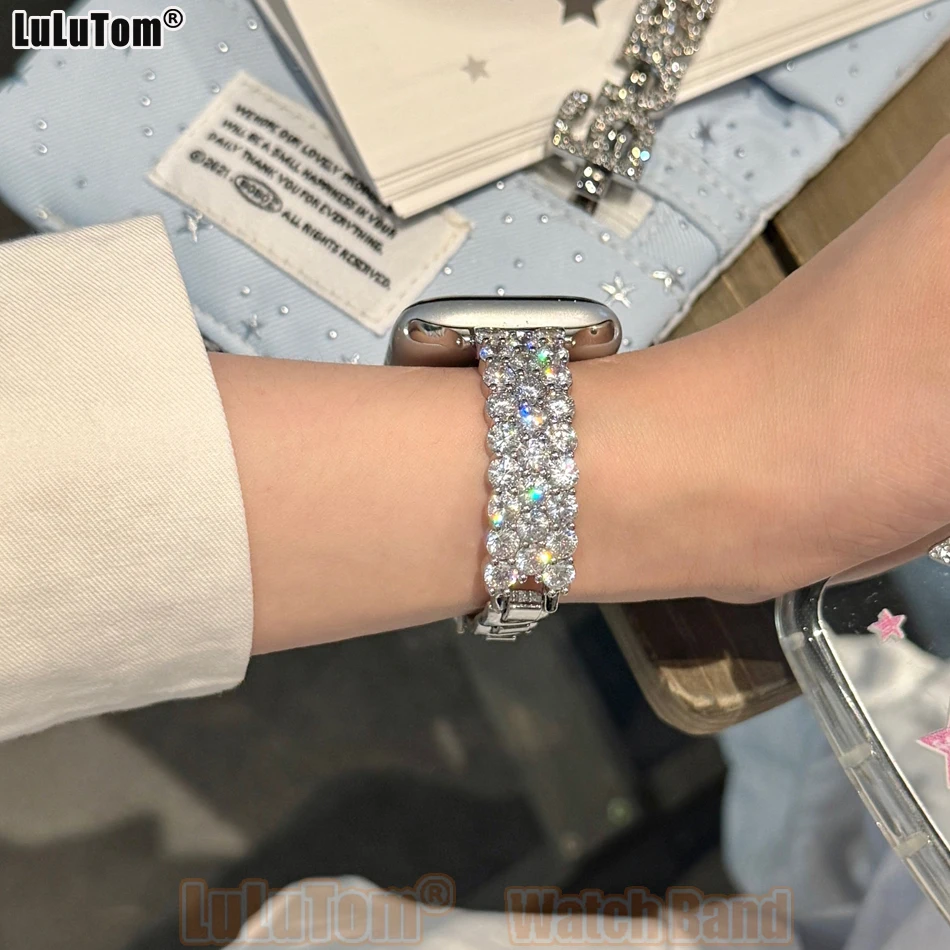 Grade 5A Zircon Woman Strap for Apple Iwatch Series 11 10 9 8 7 6 5 4 3 2 SE Ultra Bands 38 40 41 42 44 45 46 49 mm Jewelry Band