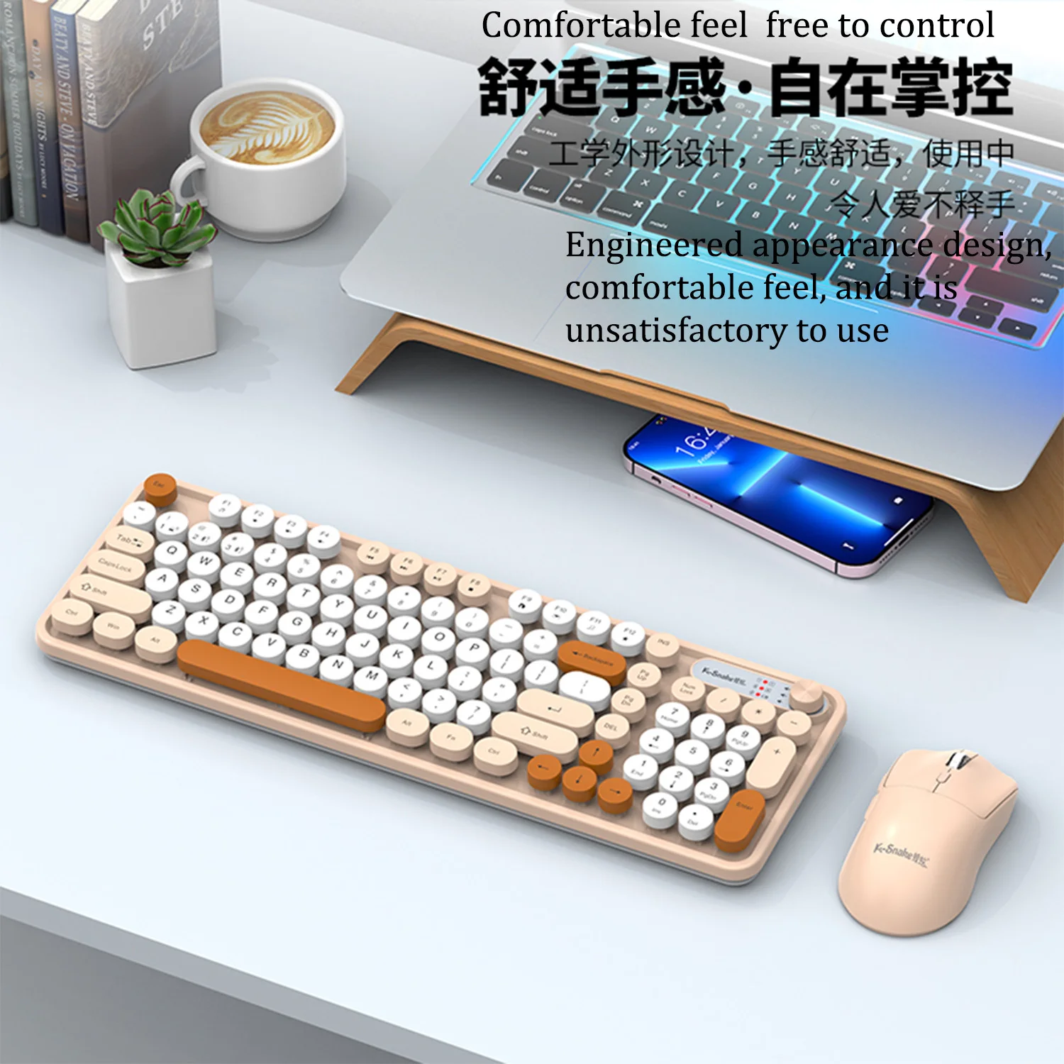 K-snake Wk300 Bluetooth wireless keyboard and mouse set punk keycap mute with volume knob computer office universal