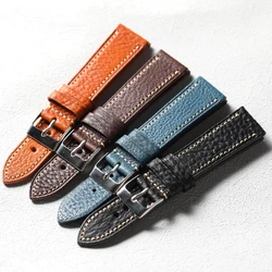 Handmade head layer cowhide leather strap 18MM 20MM 22MM, Italian cowhide leather blue black brown vintage men's watch bracelet