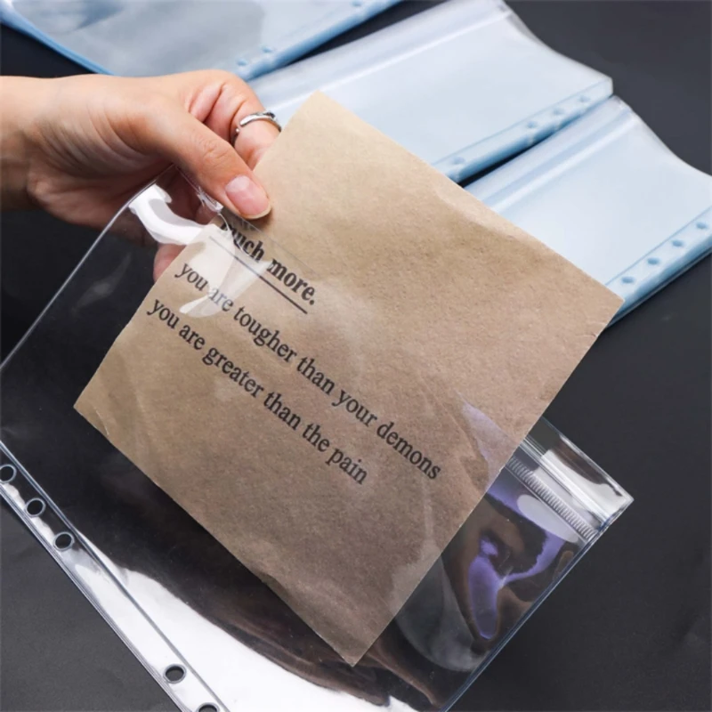 New 6PCS A5/A6/A7 6 Holes 3-Layer Double-Sided Binder Pockets, Transparent Zipper Folders and Side Open Folders, Waterproof PVC