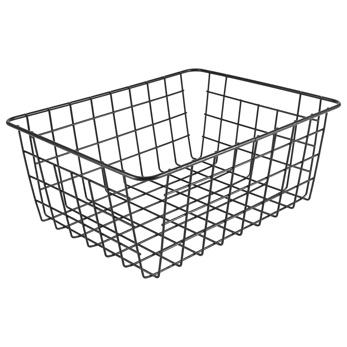 Ferro oco Wired Storage Basket, Metal Basket sem Interlining, Banheiro e Cozinha Organizer, Black