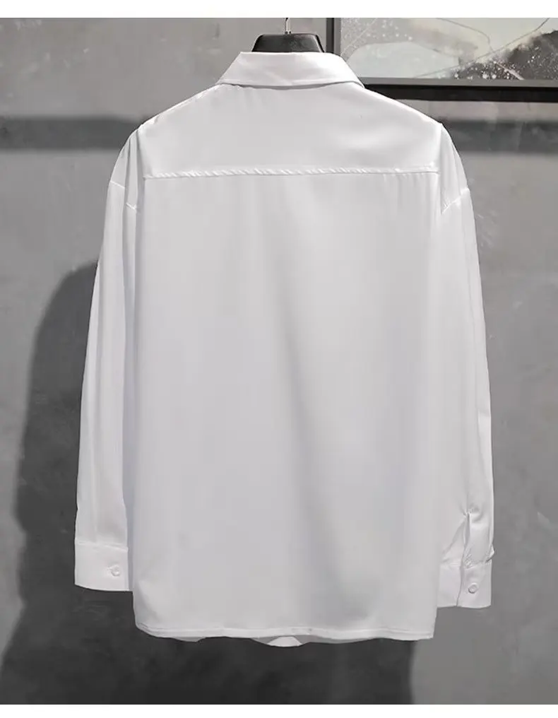 Solid Color Shirt Men Long-sleeved Korean Style Trendy Casual Cardigan Spring and Summer Droop Top