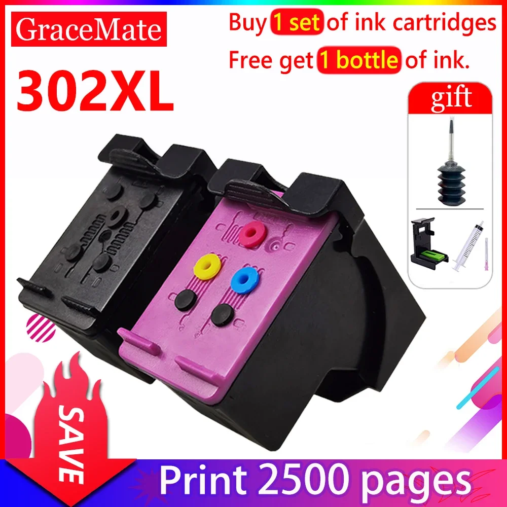 302XL Remanufactured Ink Cartridge Replacement for Hp 302 Officejet 3830 3831 3832 3833 3834 4650 4652 4657 Envy 4510 4511 4512