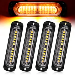 4x 12LED Strobe Warning Grille Grill Hazard Flash Light bar Car Truck PIckup SUV Beacon Lamp Amber Yellow Orange Traffic 12V 24V