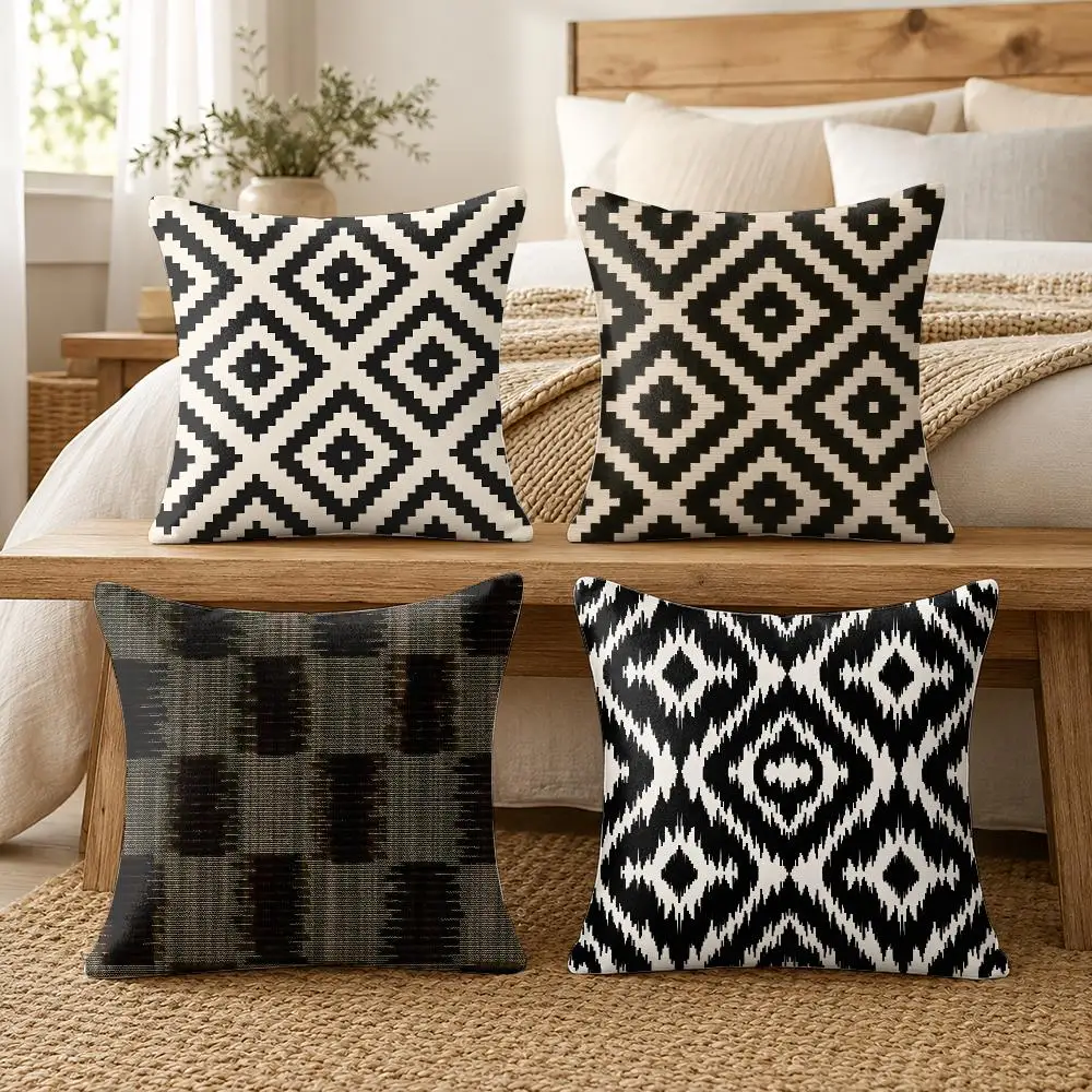 Wabi-sabi Style Abstraction Cushion Cover Silky Short Plush Invisible Zipper Dustproof Sofa Pillow Case For Home Decor