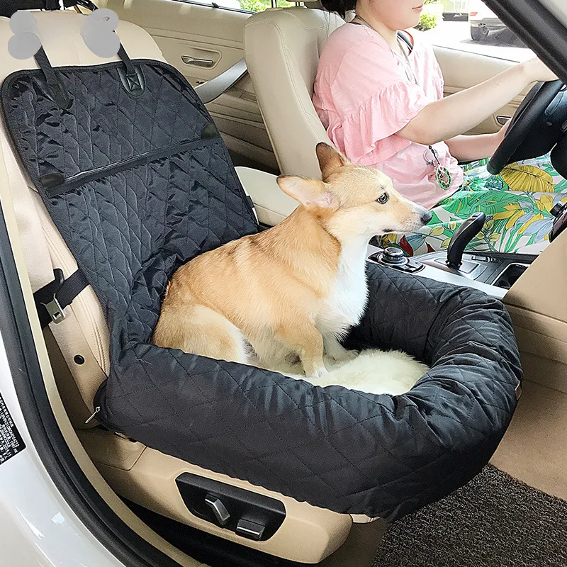 Pet Car Bag Warm Thickened Filled Cotton Cushion Car Front and Rear Row Dog Car Storage Pet Supplies Car seat Doggy bags Mochila