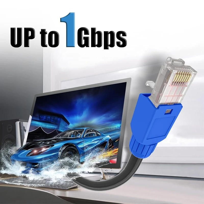 Super Sale 6pcs RJ45 Connector Tool-Free, CAT6A Field Termination Plug, Modular Plug for 23 to 26 AWG Network Cable, Blue