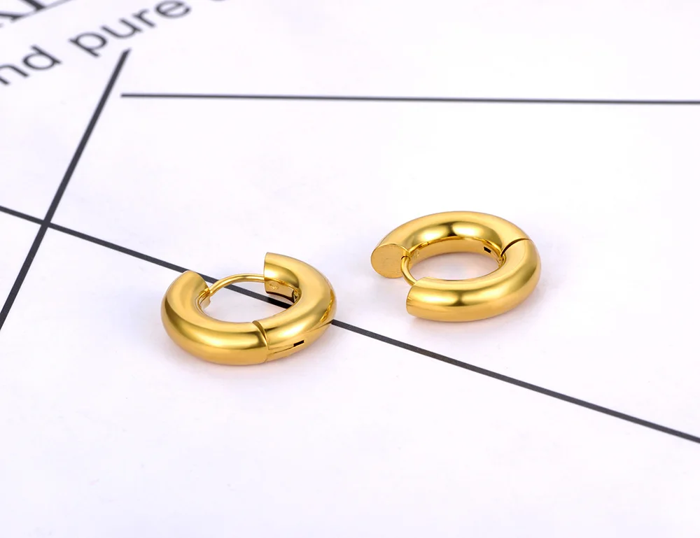 Lokaer 18K Gold Plated Stainless Steel Huggie Earrings Fashion Small Hoop Earrings 20mm Gold Earring Jewelry For Women E22026