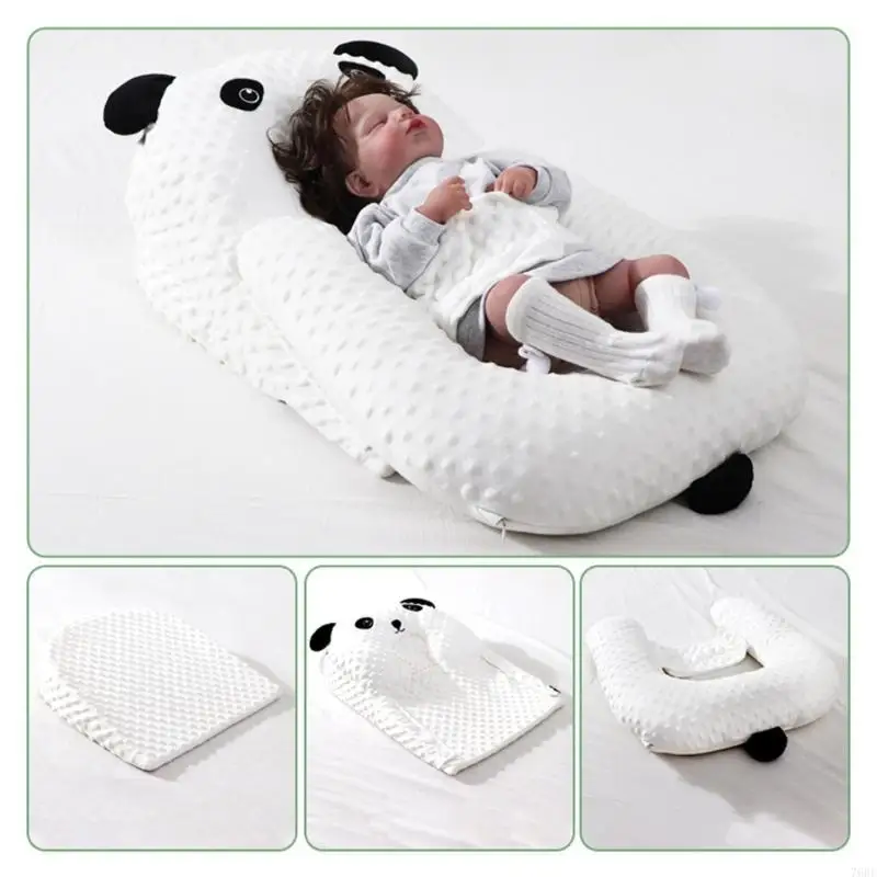 76HF Baby Lounger Nest Panda Pattern Baby Support Pillow Baby Wеdgе Pillow Incline Pillow Anti-spit Nursing Pillow