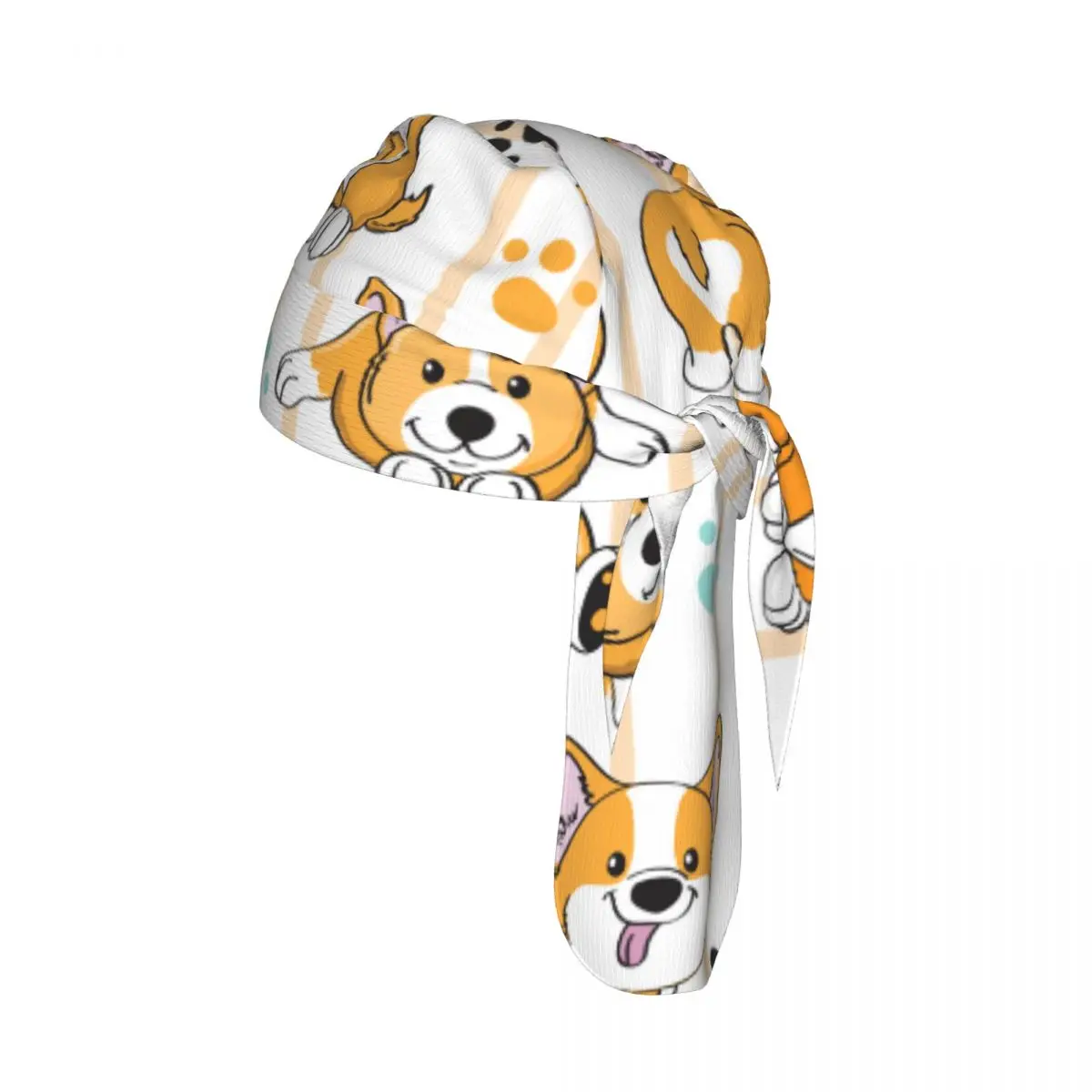

Cute Dog Corgi On A Striped Pattern Sport Running Hiking Sunscreen Hood Headwear Cycling Cap Quick Dry Pirate Hat