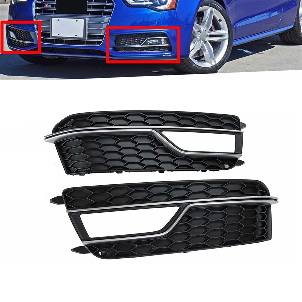 Left Front Bumper Fog Light Grill Cover Fog Lamp Lower Grille for Audi A5 S-Line S5 2013-2016 8T0807681