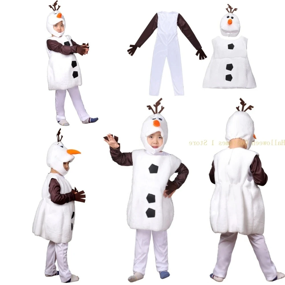 Kids Olaf Snowman Costume Cosplay for Boys Girls Halloween Christmas Gift Toddler Cartoon Movie Party Dress up Child