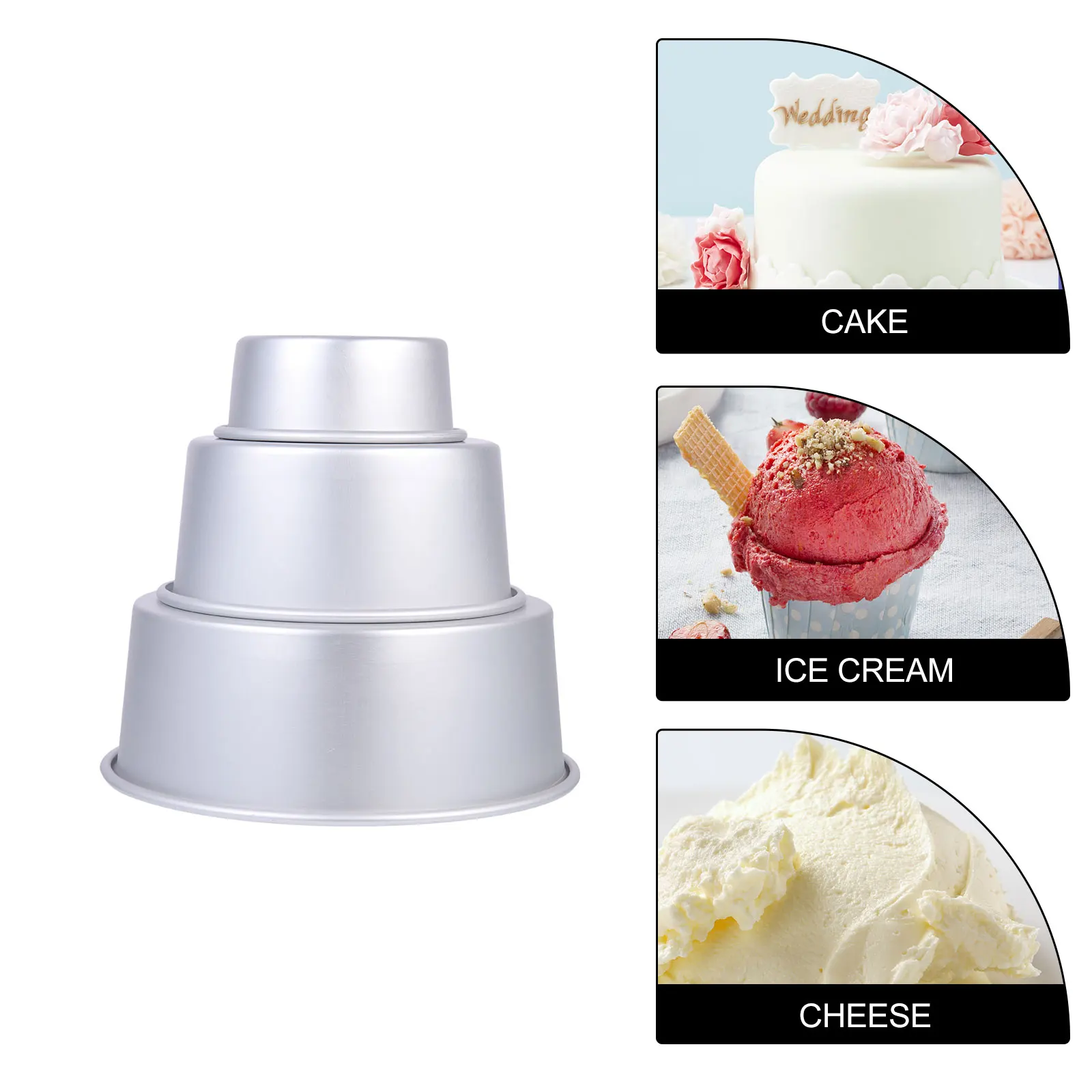 

3pcs Round Cake Pan Non-Stick Mould Chocolate Making Practical Smooth Skin Friendly Baking