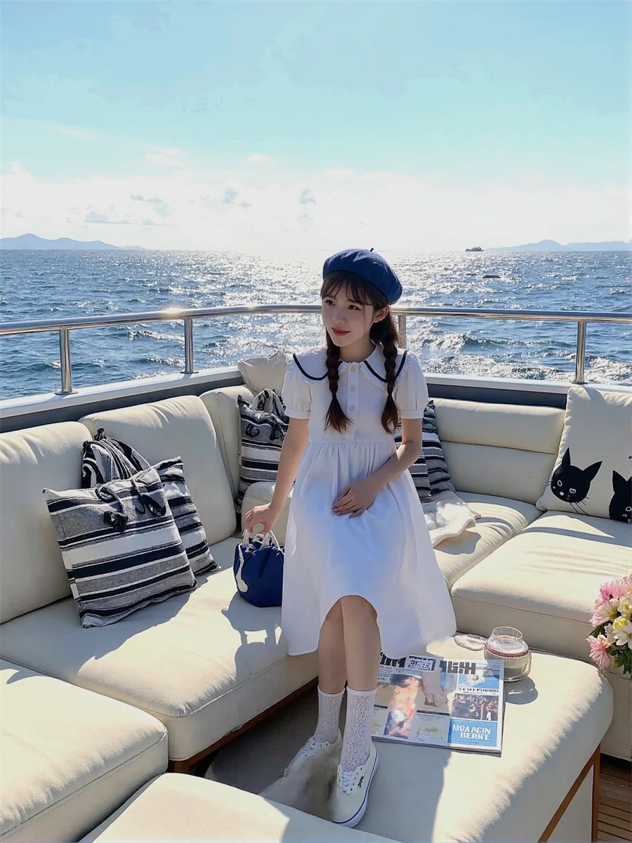 Women'S Blue Dresses Woman Casual Basics Daily Boho Bohemian Preppy Style Korean European Japanese Chinese Ethnic Exotic High