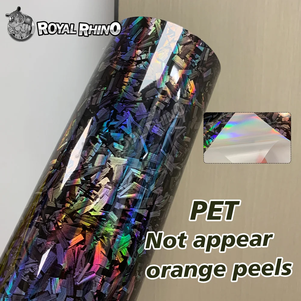 

1.52*18M Car Sticker Gloss Rainbow Laser Forged Carbon Black Car Decoration Film Vinyl Wrap PET Forged Carbon Fiber Car Wrapping