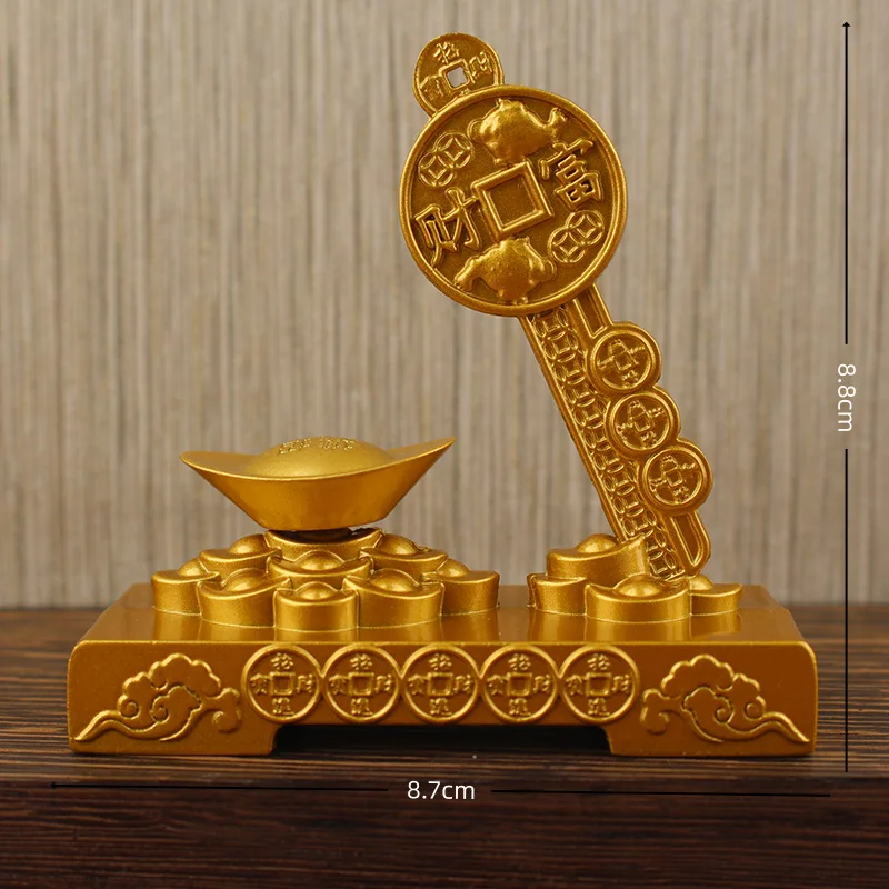 Sand Color Treasure Yuanbao Rotating Wealth-Attracting Gold Key Desktop Decoration Ornament