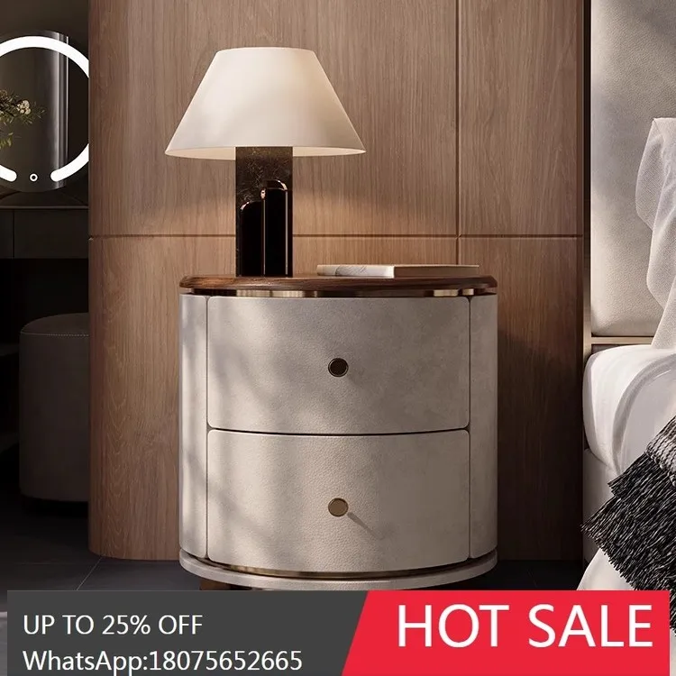 

HLZ Light Luxury High-end North American Black Walnut Bedside Table Creative Simple Natural Marble Bedroom Bedside Table
