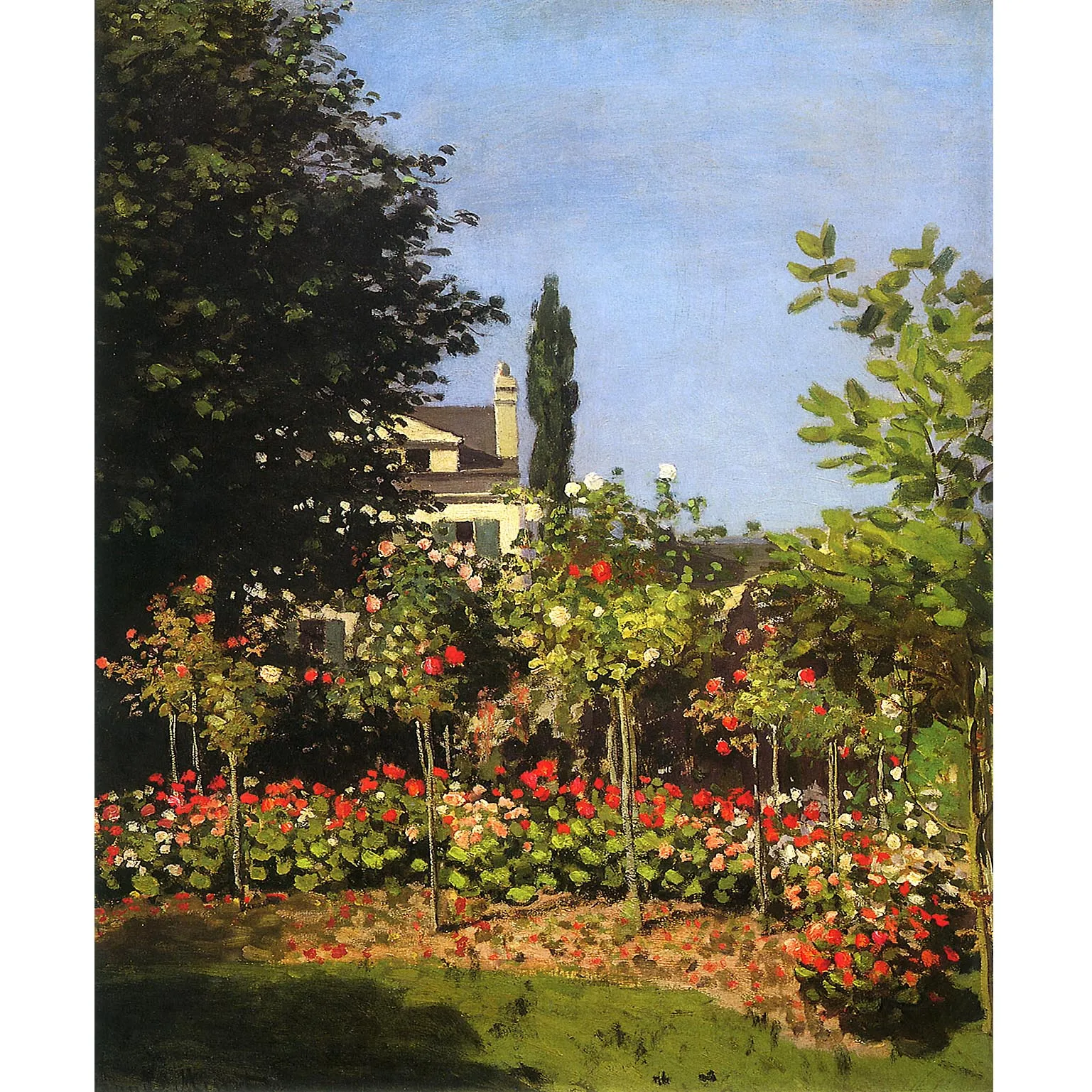 Claude Monet artworks,Garden in Bloom at Sainte-Addresse,Hand painted landscape oil painting,Home decorative picture,Wall art