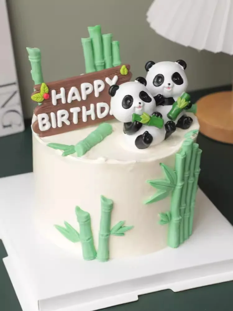 Winy Panda tort Toppers bambusowe liście żółwia dekoracje z okazji urodzin na dzień dziecka Boy Girl Party materiały urocze prezenty do pieczenia