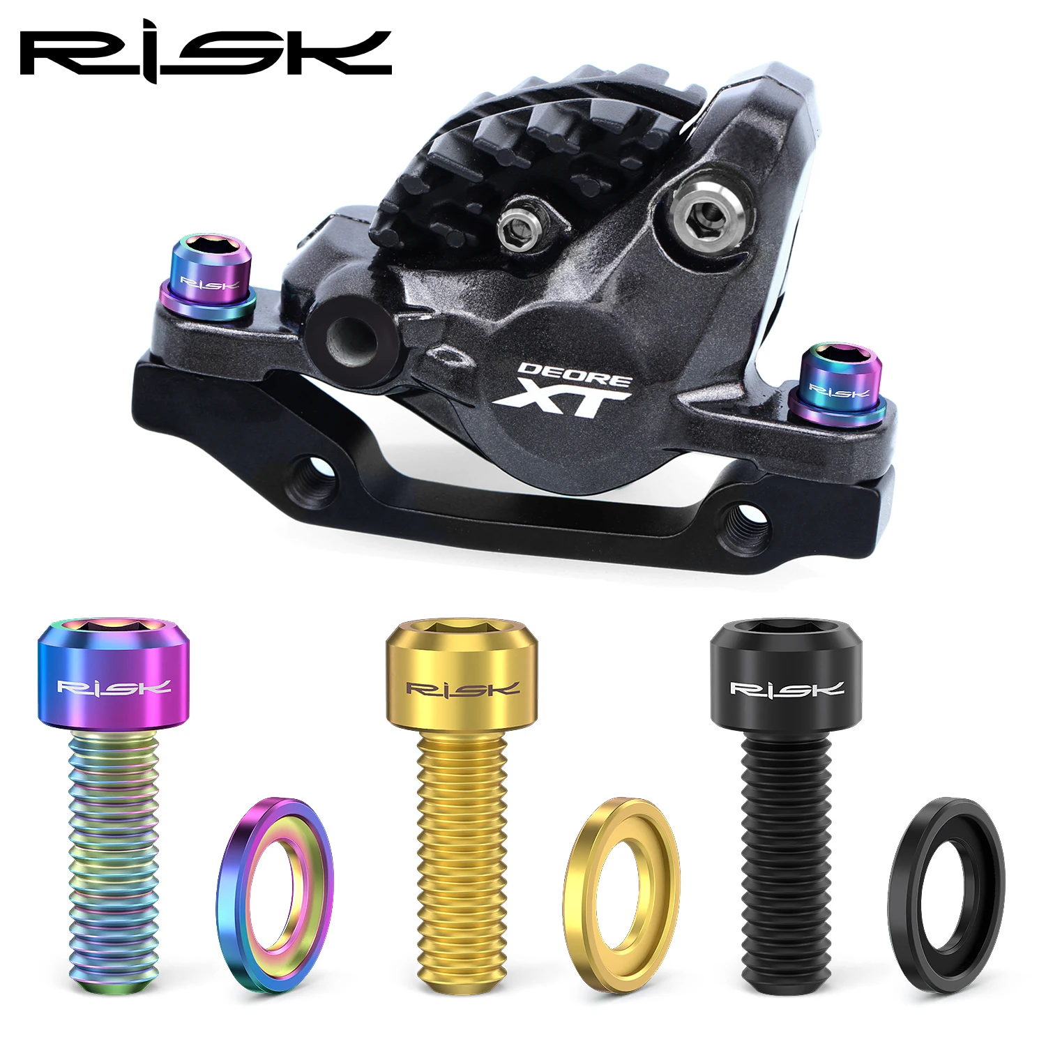Risk M6x18mm MTB Fahrrad Scheibenbremse Klemme Feste Schrauben Unterlegscheiben Kit Titanlegierung Schraubensatz für SLX XT XTR Zubehör Teile