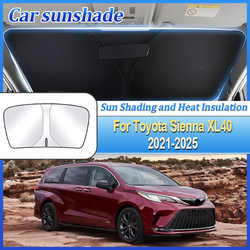 

Конфиденциальные блоки для Toyota Sienna XL40 2021 2022 ~ 2025 автомобильная защита от солнца анти-УФ стальное кольцо переднего лобового стекла аксессуары для солнцезащитных козырьков