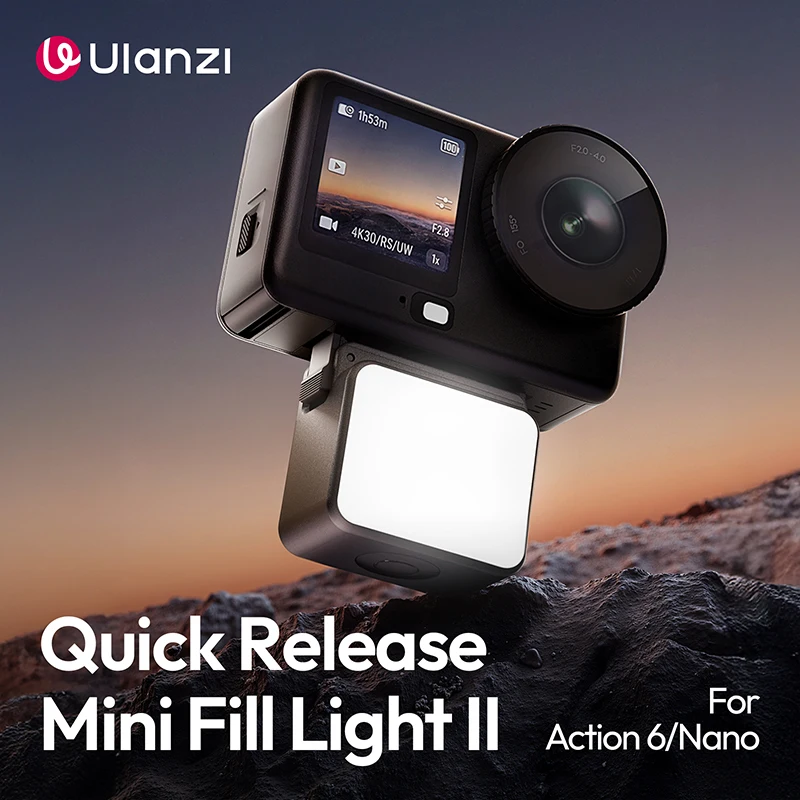 

Ulanzi LM24 Quick Release Mini Light II для DJI Osmo Action 6/Nano, три уровня яркости, дополнительное освещение для съемки на улице, походов и видеоблогинга