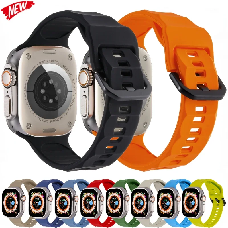 Silicone Belt For Apple Watch Ultra 3 Band 49mm 11 10 9 8 7 46mm 45mm  Wavy Band Wristband iWatch Series 6 5 4 3 SE 44mm Correa