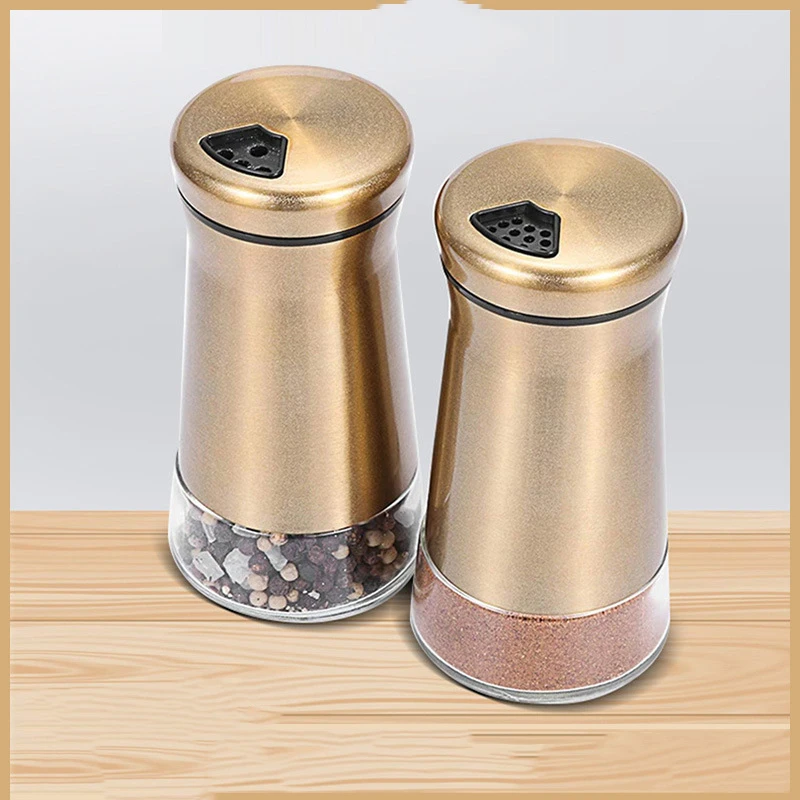 2PCS Glass Spice Pepper Shakers Seasoning Bottle Spice Jars Container Kitchen Storage Box