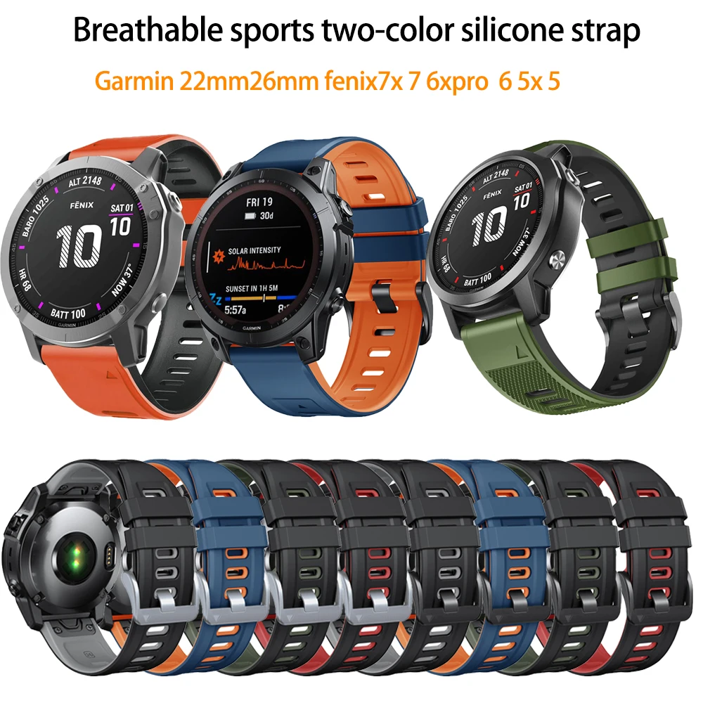 for Garmin fenix7x 7 Breathable silicone watch strap Garmin fenix6pro   instinct 2 22mm26mm Sport replacement watch strap