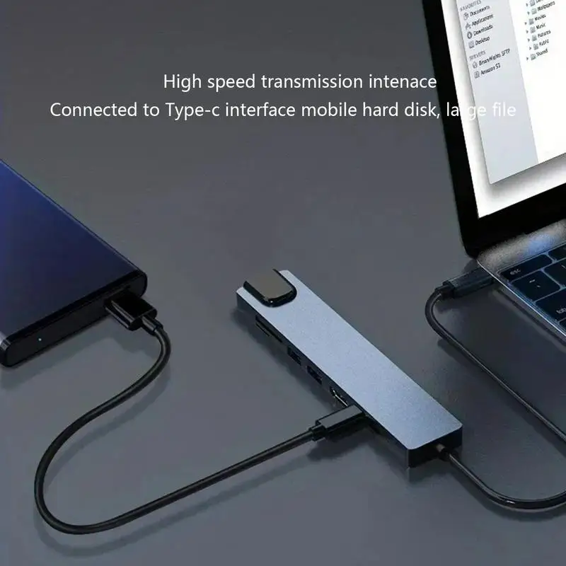 USB C Port Hub USB C Hub 8 In 1 Docking Station 5Gbps High-Speed Data Transfer 4K USB Data Ports For Printer Camera Keyboard