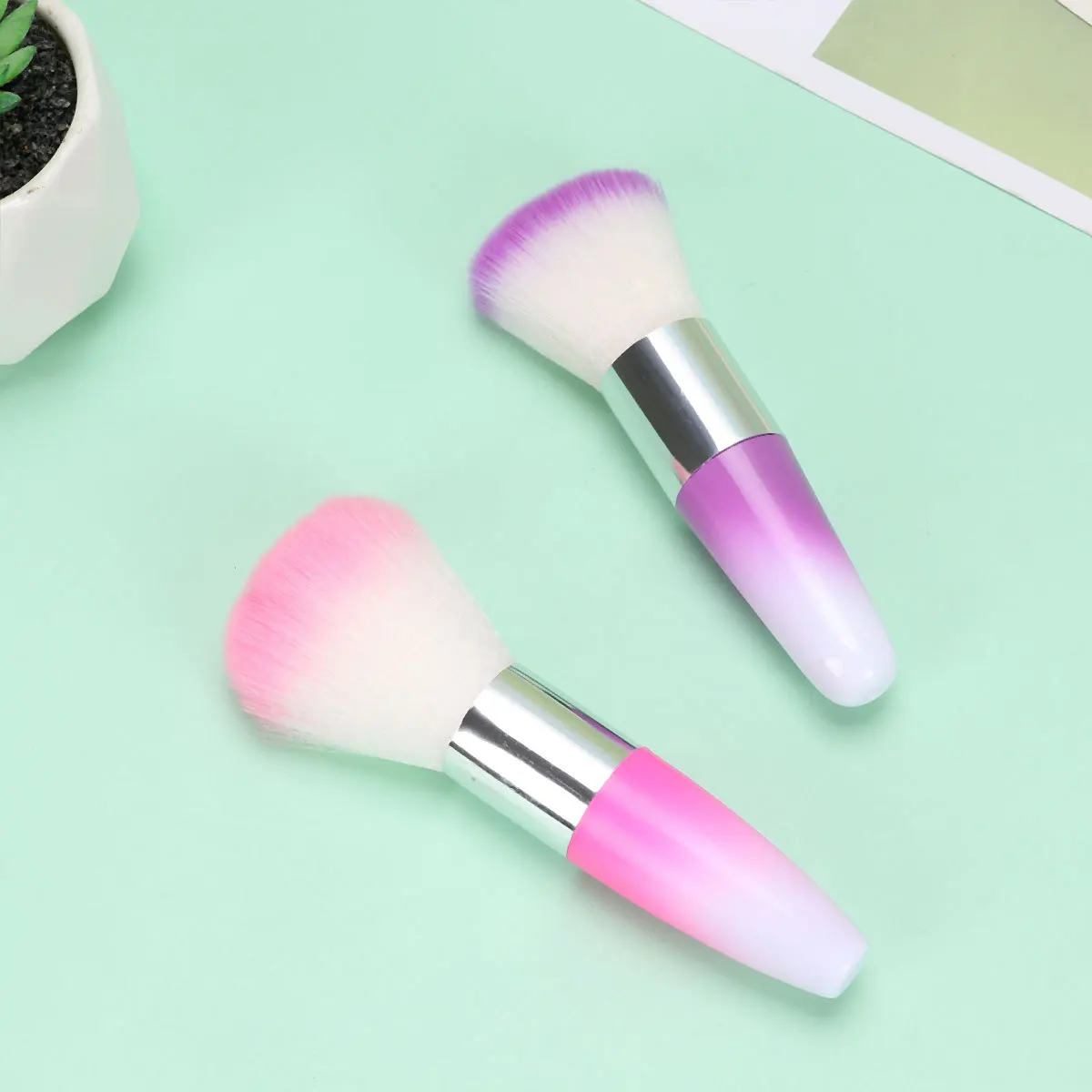 Brosse anti-poussière pour ongles en acrylique, outil de manucure professionnel à usage domestique, brosse anti-poussière pour Nail Art, poudre douce en laine, 2 pièces