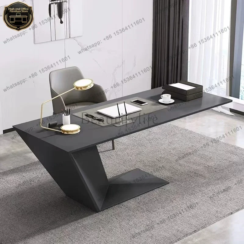 LJYAesthetic Wide Office Desk Standing Mini Chair Writing Executive Computer Desks Study White Wooden Table Bureaua Furniture