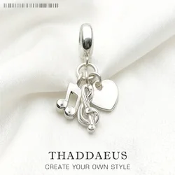Minimalist Simple Fashion Heart Shaped Musical Note Pendant Charm Love Music Jewelry Pure 925 Sterling Silver Special Gift
