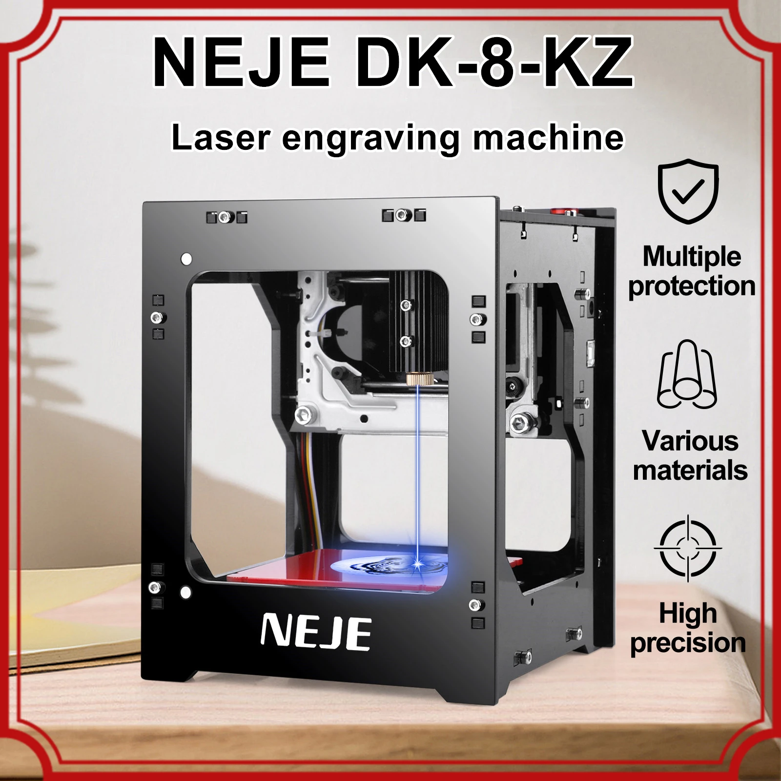 Neje cnc diy máquina de gravação a laser kz 3000mw kz1500mw kz 2000mw rápido mini logotipo marca impressora cortador madeira plástico