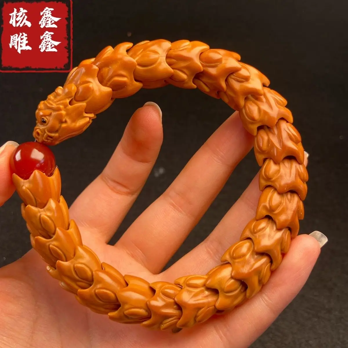 Fine Olive Kernel Carved Keel Handstring Dragon Beads Handstring Hollow Bracelets Men's and Women's Plate Play High-end Jewelry